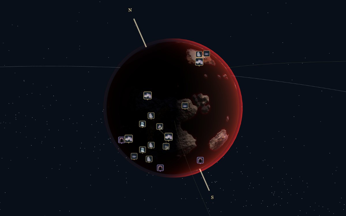 Il globo rosso di Cenerombra visto di fianco